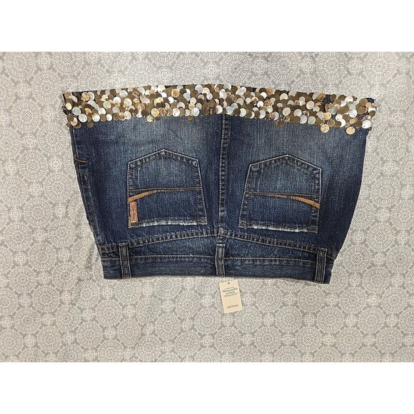 Vintage Y2K Abercrombie & Fitch Jean Mini Skirt Bedazzle Size 27 Womens 4 NWT - Picture 13 of 14